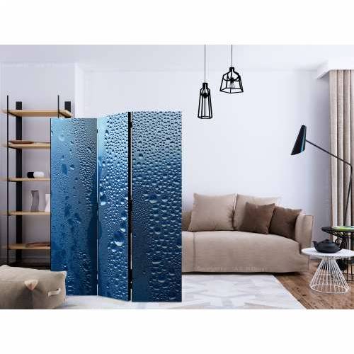 Paravan u 3 dijela - Water drops on blue glass [Room Dividers] 135x172 Cijena