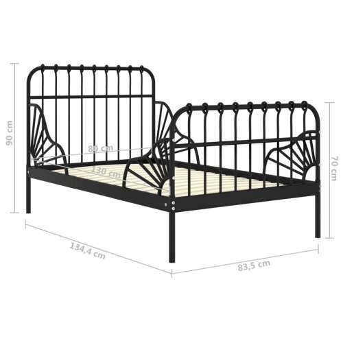 Produživi okvir za krevet crni metalni 80 x 130/200 cm - Crna Cijena
