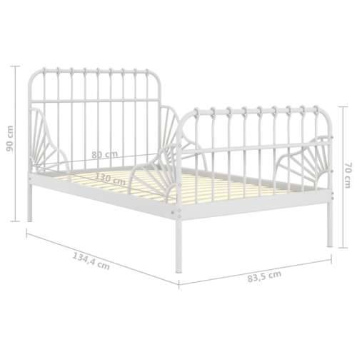 Produživi okvir za krevet bijeli metalni 80 x 130/200 cm - Bijela Cijena