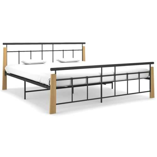 Okvir za krevet od metala i masivne hrastovine 180 x 200 cm  - Svjetlosmeđa 180 x 200 cm Cijena