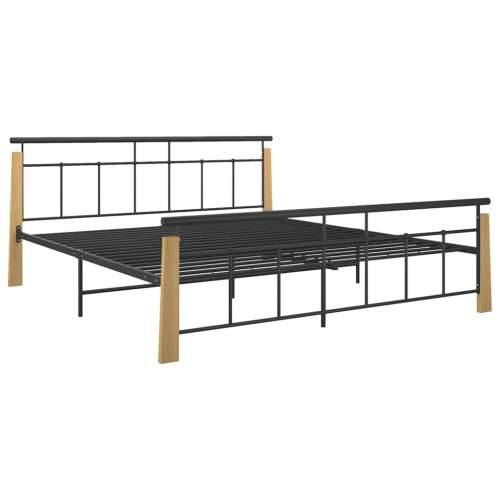 Okvir za krevet od metala i masivne hrastovine 180 x 200 cm  - Svjetlosmeđa 180 x 200 cm Cijena