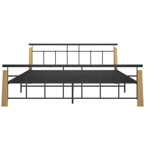 Okvir za krevet od metala i masivne hrastovine 180 x 200 cm  - Svjetlosmeđa 180 x 200 cm Cijena