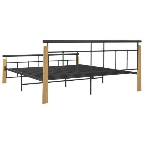 Okvir za krevet od metala i masivne hrastovine 180 x 200 cm  - Svjetlosmeđa 180 x 200 cm Cijena