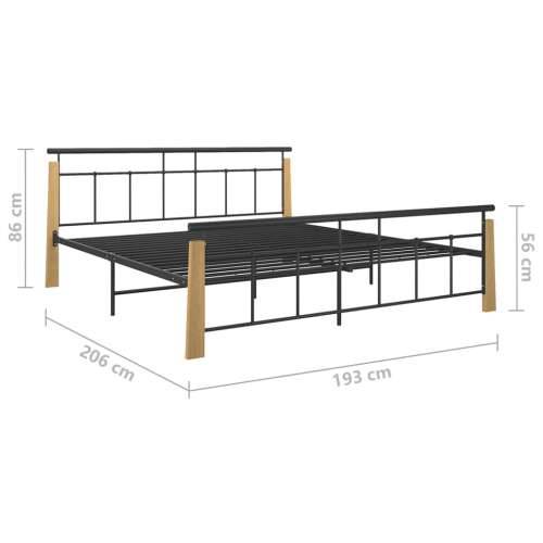 Okvir za krevet od metala i masivne hrastovine 180 x 200 cm  - Svjetlosmeđa 180 x 200 cm Cijena