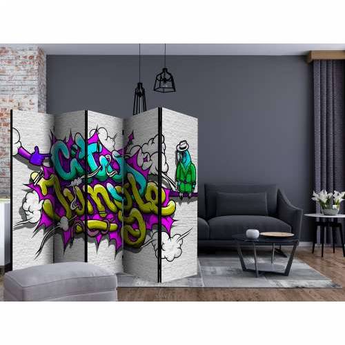 Paravan u 5 dijelova - City Jungle - graffiti II [Room Dividers] 225x172 Cijena