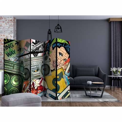 Paravan u 5 dijelova - Graffiti girl II [Room Dividers] 225x172 Cijena