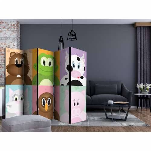 Paravan u 5 dijelova - Cheerful animals II [Room Dividers] 225x172 Cijena