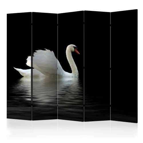 Paravan u 5 dijelova - swan (black and white) II [Room Dividers] 225x172 Cijena