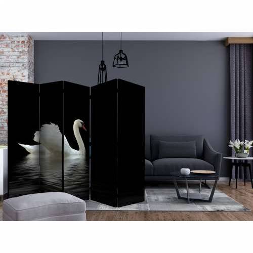 Paravan u 5 dijelova - swan (black and white) II [Room Dividers] 225x172 Cijena