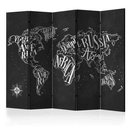 Paravan u 5 dijelova - Retro Continents (Black) II [Room Dividers] 225x172 Cijena