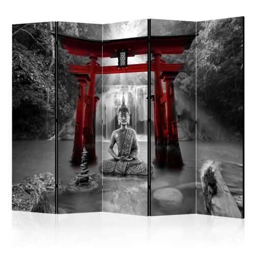 Paravan u 5 dijelova - Buddha Smile (Red) II [Room Dividers] 225x172 Cijena