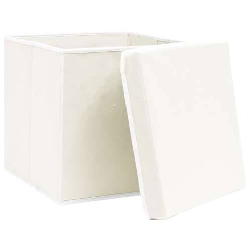 Kutije za pohranu s poklopcima 4 kom bijele 32x32x32 cm tkanina Cijena