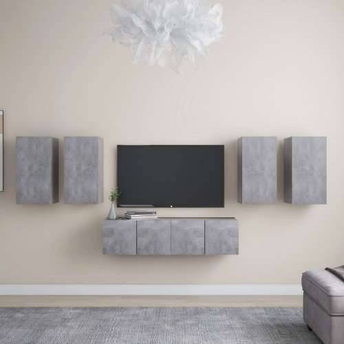 6-dijelni set TV ormarića siva boja betona konstruirano drvo - Beton siva 6 60 cm Cijena