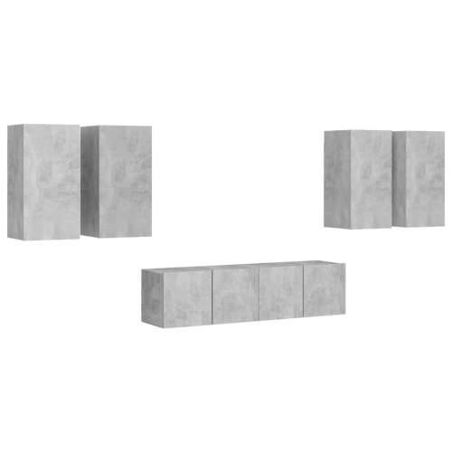 6-dijelni set TV ormarića siva boja betona konstruirano drvo - Beton siva 6 60 cm Cijena