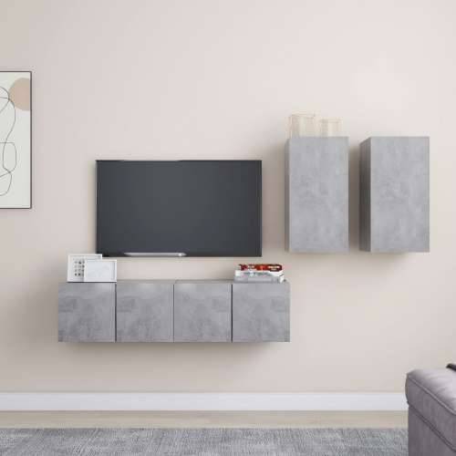 4-dijelni set TV ormarića siva boja betona konstruirano drvo - Beton siva 4 60 cm Cijena