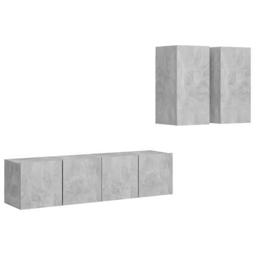 4-dijelni set TV ormarića siva boja betona konstruirano drvo - Beton siva 4 60 cm Cijena
