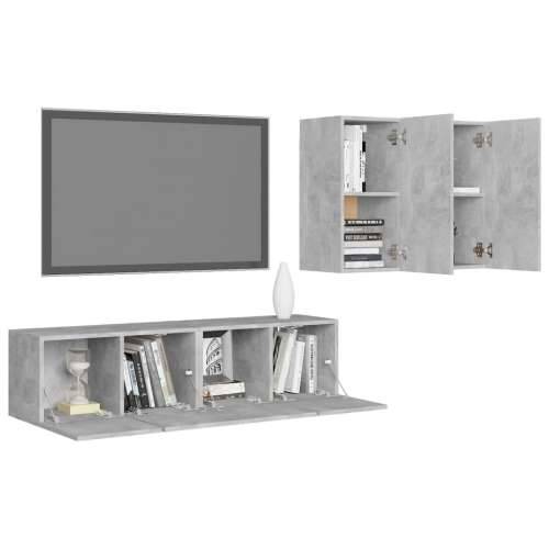 4-dijelni set TV ormarića siva boja betona konstruirano drvo - Beton siva 4 60 cm Cijena