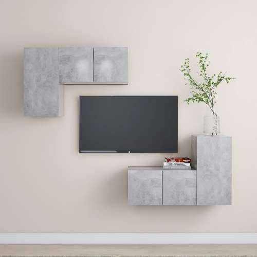 4-dijelni set TV ormarića siva boja betona konstruirano drvo - Beton siva 4 60 cm Cijena