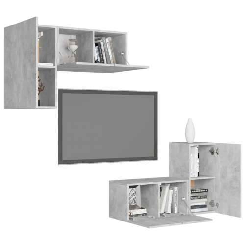4-dijelni set TV ormarića siva boja betona konstruirano drvo - Beton siva 4 60 cm Cijena