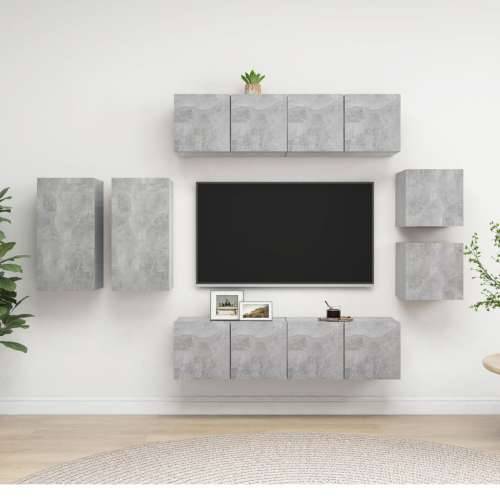 8-dijelni set TV ormarića siva boja betona konstruirano drvo - Beton siva 8 60 cm Cijena