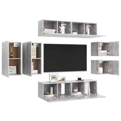 8-dijelni set TV ormarića siva boja betona konstruirano drvo - Beton siva 8 60 cm Cijena