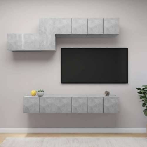 7-dijelni set TV ormarića siva boja betona konstruirano drvo - Beton siva 7 60 cm Cijena