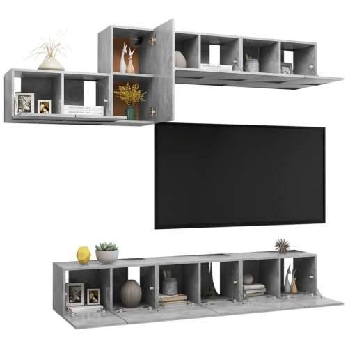 7-dijelni set TV ormarića siva boja betona konstruirano drvo - Beton siva 7 60 cm Cijena