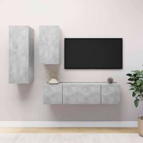 4-dijelni set TV ormarića siva boja betona konstruirano drvo - Beton siva 4 60 cm Cijena