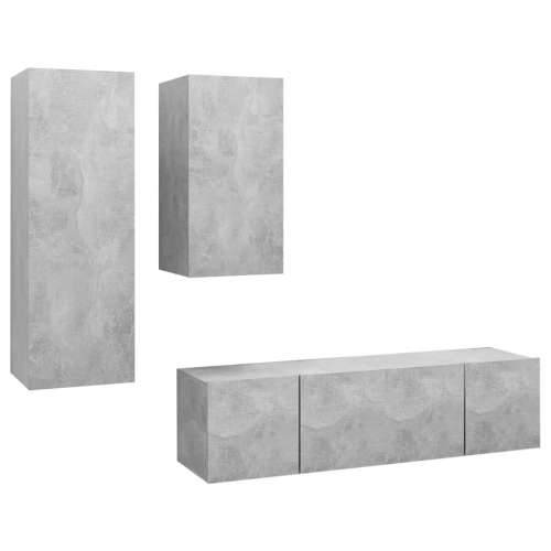 4-dijelni set TV ormarića siva boja betona konstruirano drvo - Beton siva 4 60 cm Cijena