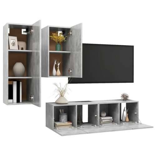 4-dijelni set TV ormarića siva boja betona konstruirano drvo - Beton siva 4 60 cm Cijena