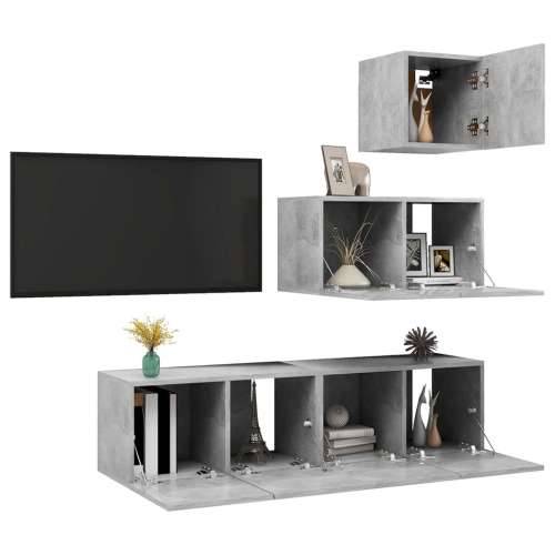 4-dijelni set TV ormarića siva boja betona konstruirano drvo - Beton siva 1 60 cm Cijena