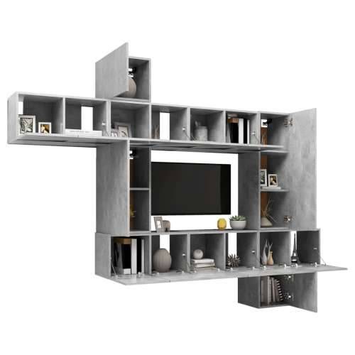 10-dijelni set TV ormarića siva boja betona konstruirano drvo - Beton siva 10 60 cm Cijena