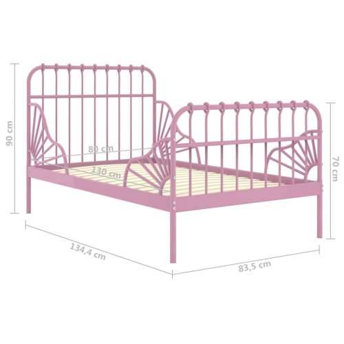 Produživi okvir za krevet ružičasti metalni 80 x 130/200 cm - Ružičasta Cijena