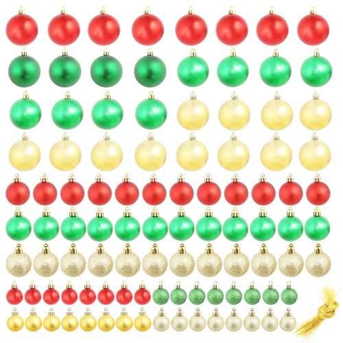 Božićne kuglice 100 komada crvene/zlatne/zelene Cijena