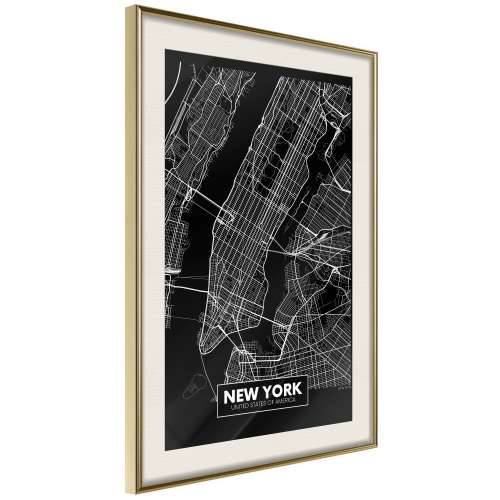 Poster - City Map: New York (Dark) 40x60