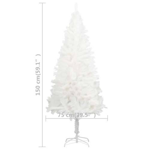 Umjetno osvijetljeno božićno drvce s kuglicama bijelo 150 cm Cijena
