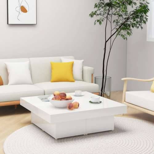 Stolić za kavu visoki sjaj bijeli 90x90x28 cm konstruirano drvo - Visoko sjajno bijela 1 Cijena