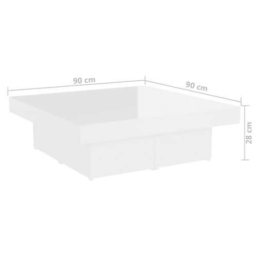 Stolić za kavu visoki sjaj bijeli 90x90x28 cm konstruirano drvo - Visoko sjajno bijela 1 Cijena