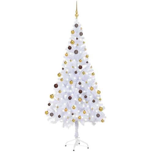 Umjetno osvijetljeno božićno drvce s kuglicama 180 cm 620 grana