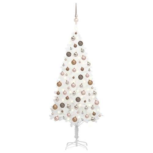 Umjetno božićno drvce s LED svjetlima i kuglicama bijelo 150 cm  Cijena