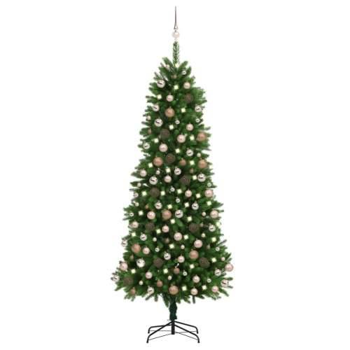 Umjetno osvijetljeno božićno drvce s kuglicama 240 cm zeleno