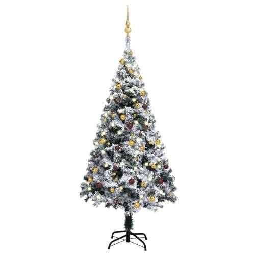 Umjetno božićno drvce LED s kuglicama zeleno 150 cm PVC Cijena