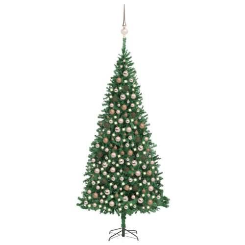 Umjetno božićno drvce s LED svjetlima i kuglicama 300 cm zeleno