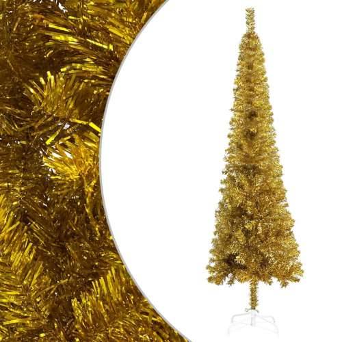 Tanko božićno drvce sa LED svjetlom i ukrasima 210 cm zlato Cijena