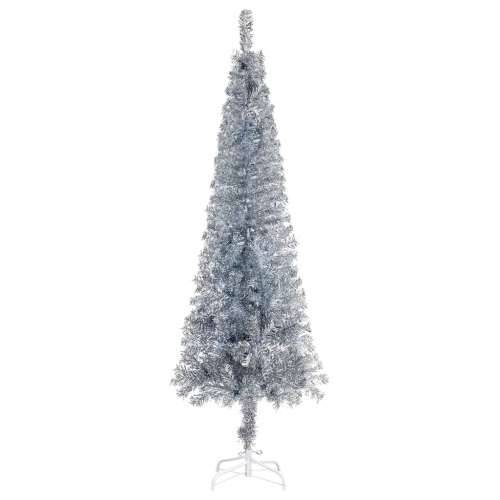 Tanko božićno drvce s LED svjetlom i setom kugli 120 cm srebrno Cijena