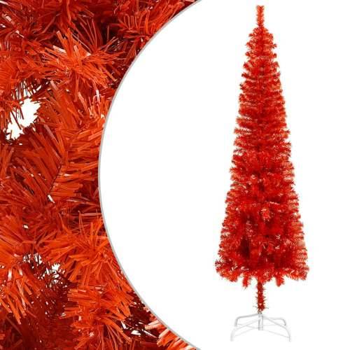 Tanko božićno drvce s LED svjetlom i setom kugli 120 cm crveno Cijena