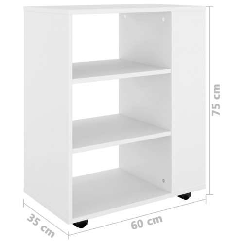 Ormarić s kotačima bijeli 60 x 35 x 75 cm konstruirano drvo - Bijela 1 Cijena