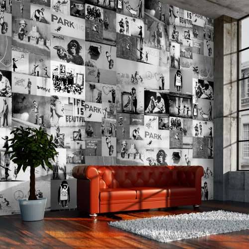 Foto tapeta - Banksy - grey collage 50x1000 Cijena