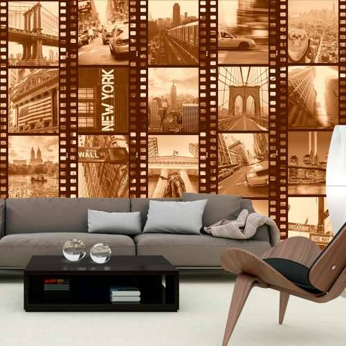 Foto tapeta - New York - Collage (sepia) 50x1000 Cijena
