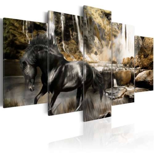 Slika - Foggy weather over waterfall 100x50 Cijena